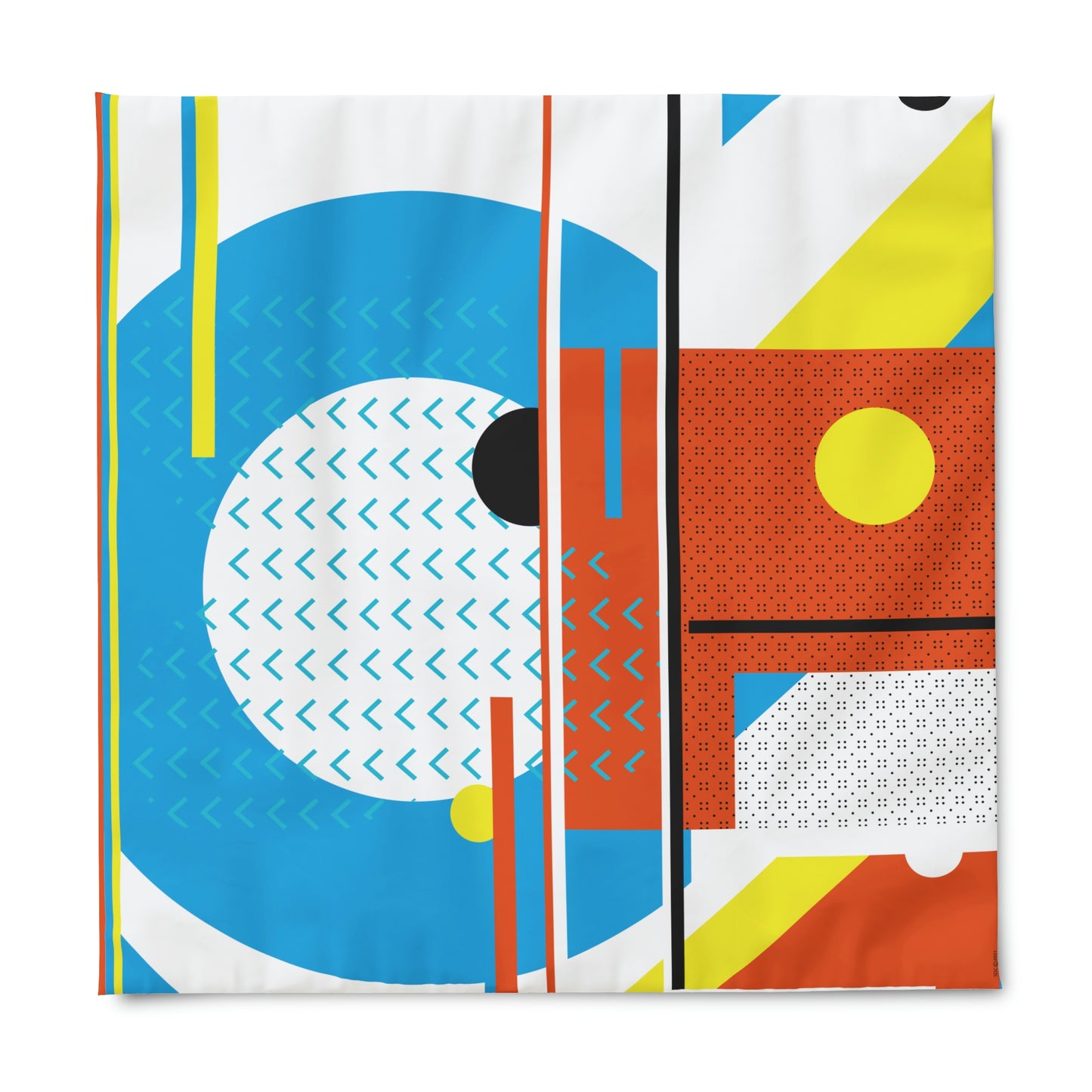 1980s Retro Graphic Art Abstract - Square Peg Round Hole - Duvet Cover