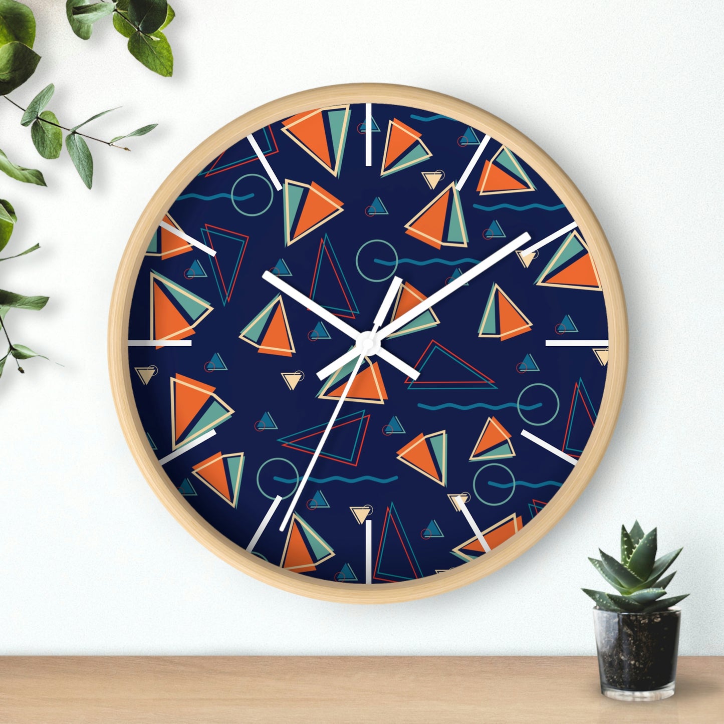 1980s Retro Abstract - Sails and Sunsets - Wall Clock