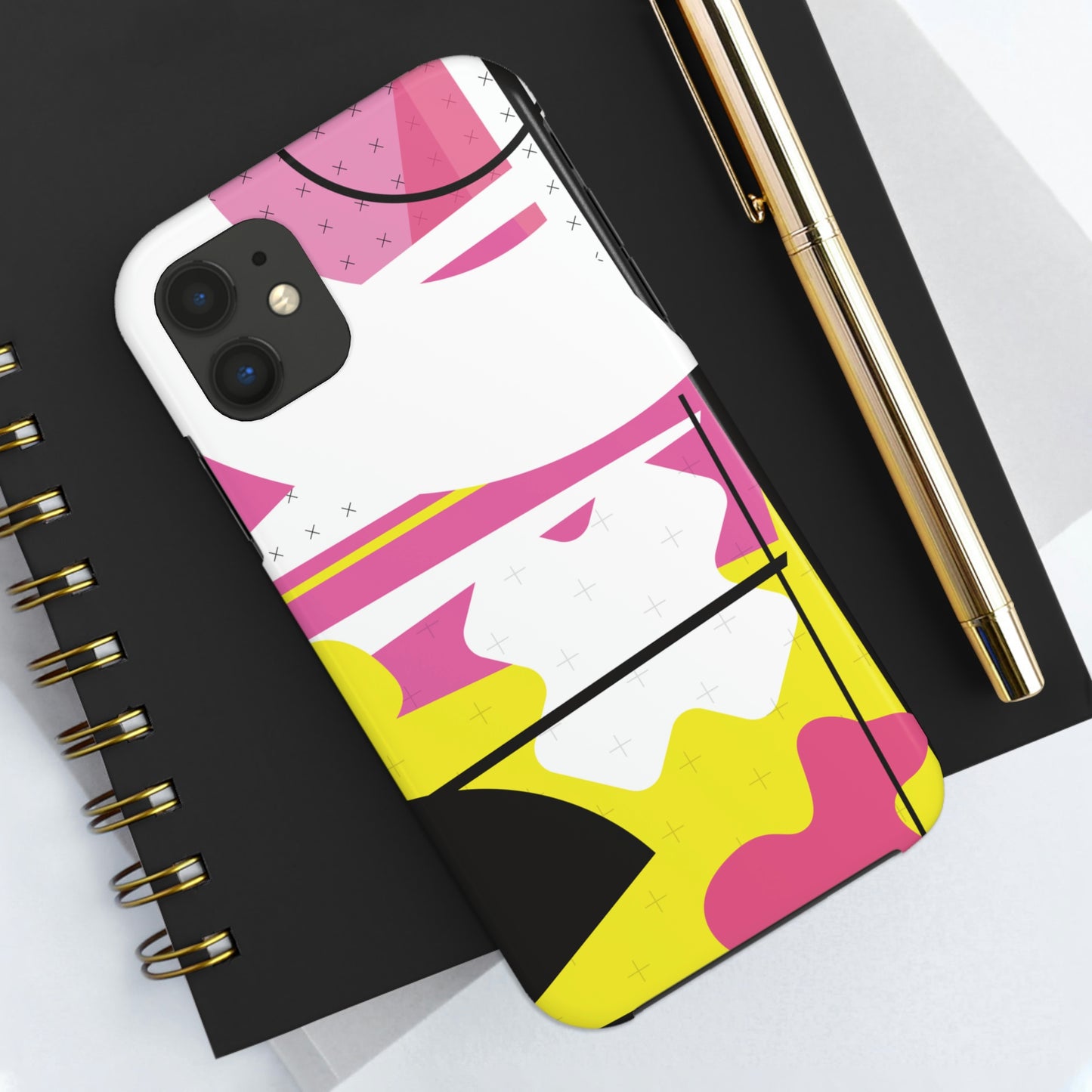 Tough Phone Cases, Case-Mate -80s Retro Abstract Graphic Art - Pink Yellow Black -