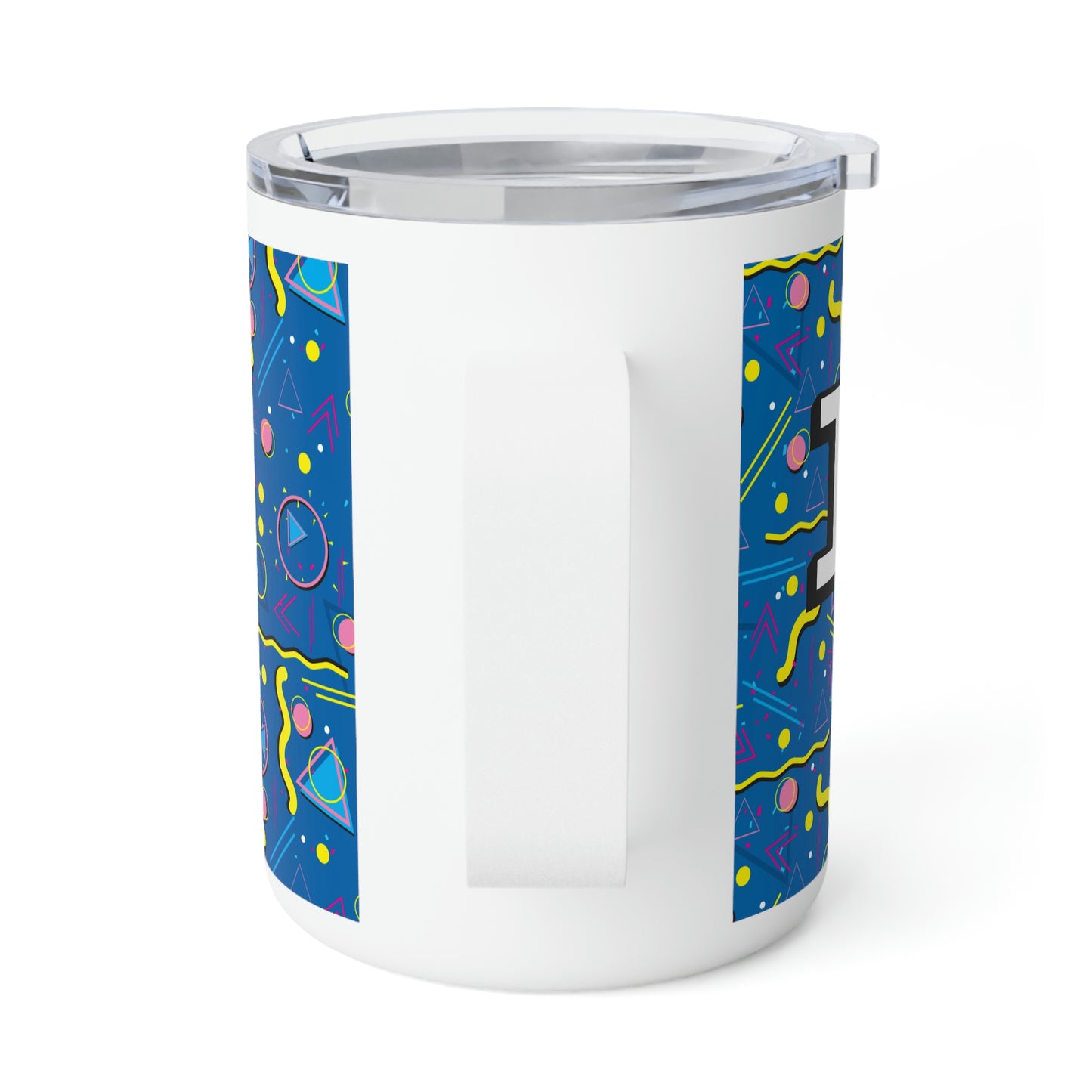 I Heart the 1980s Abstract Graphic Art Muscle Pants Design Insulated Coffee Mug, 10oz