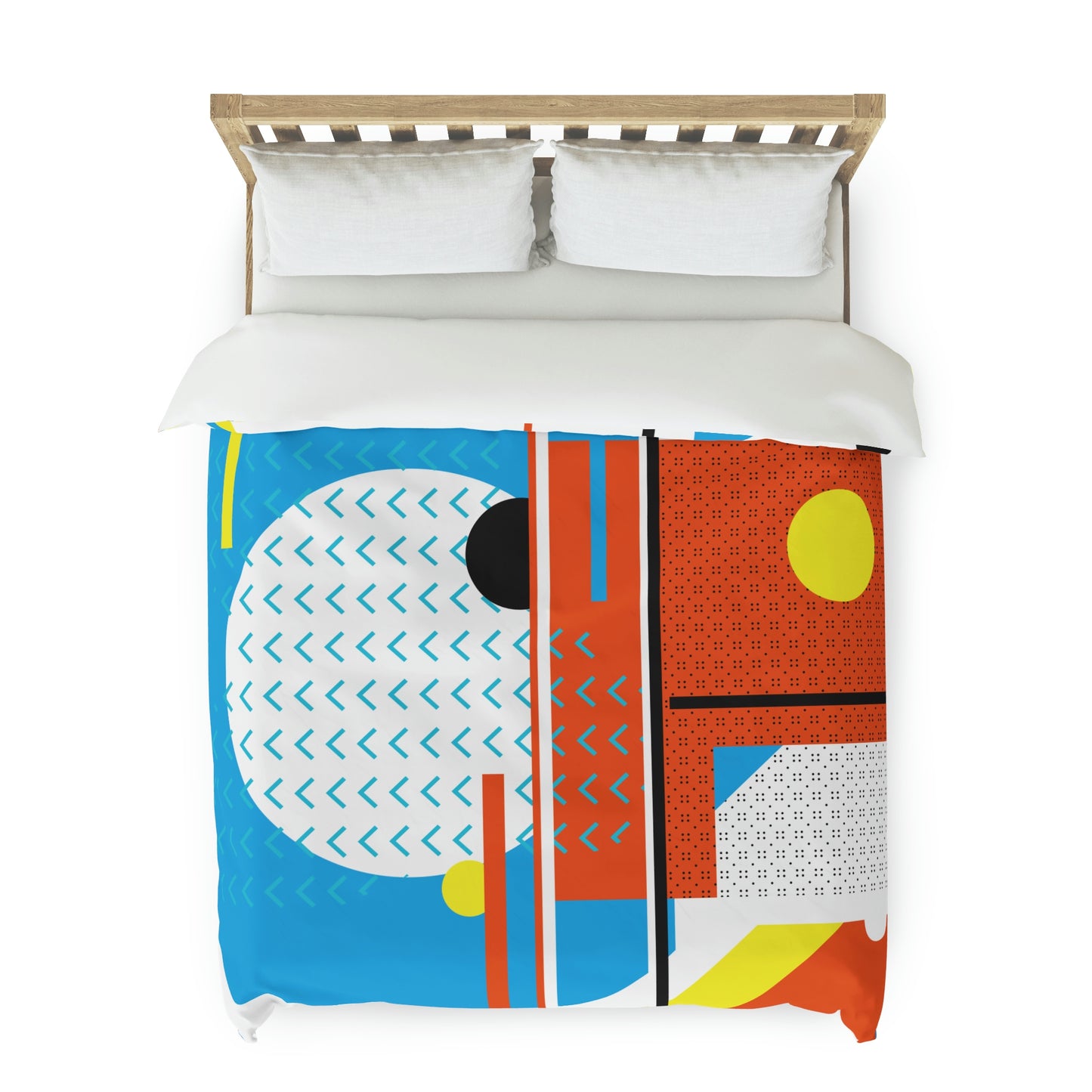 1980s Retro Graphic Art Abstract - Square Peg Round Hole - Duvet Cover