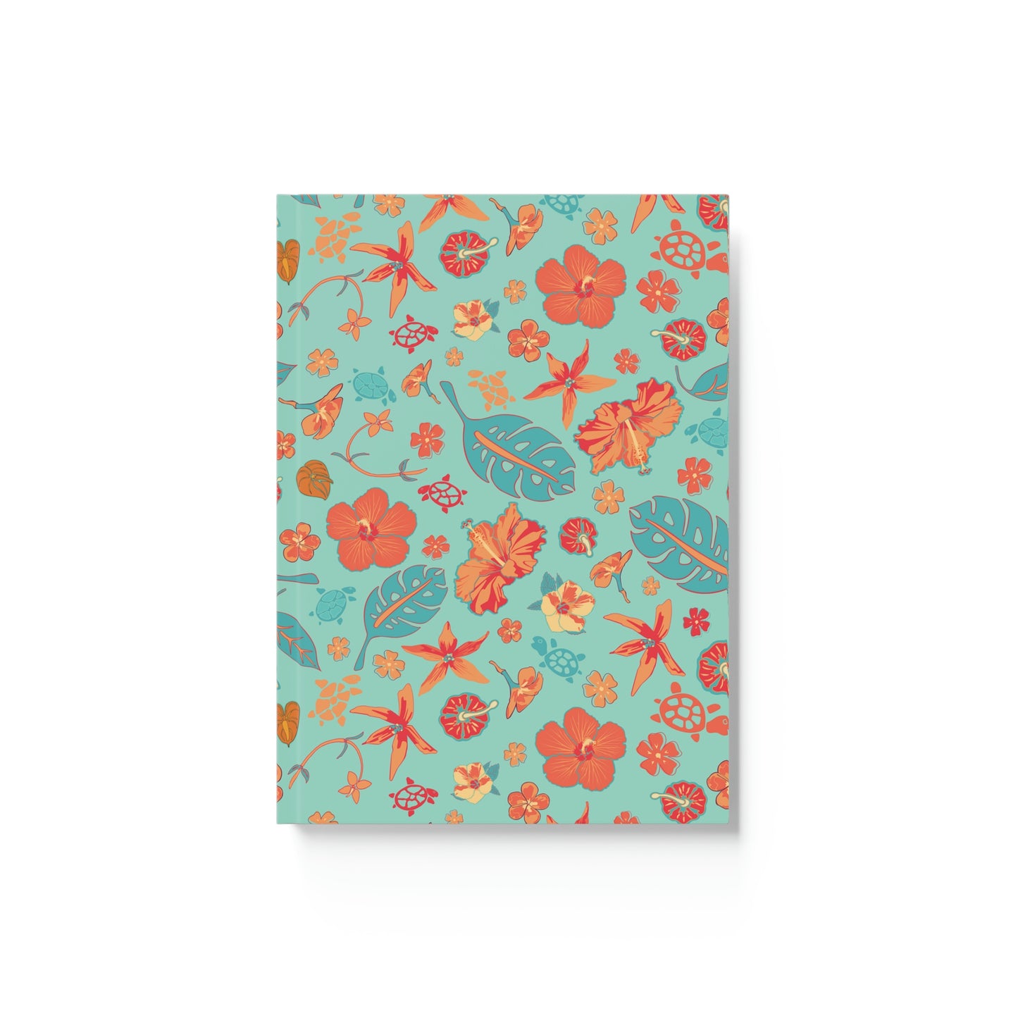 Teal and Orange Floral and Starfish Hard Backed Journal