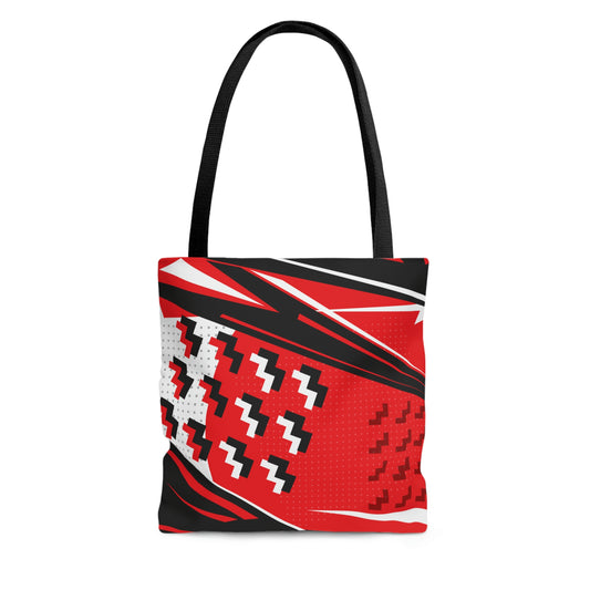 Red Geometric 1980s Retro Inspired Tote Bag