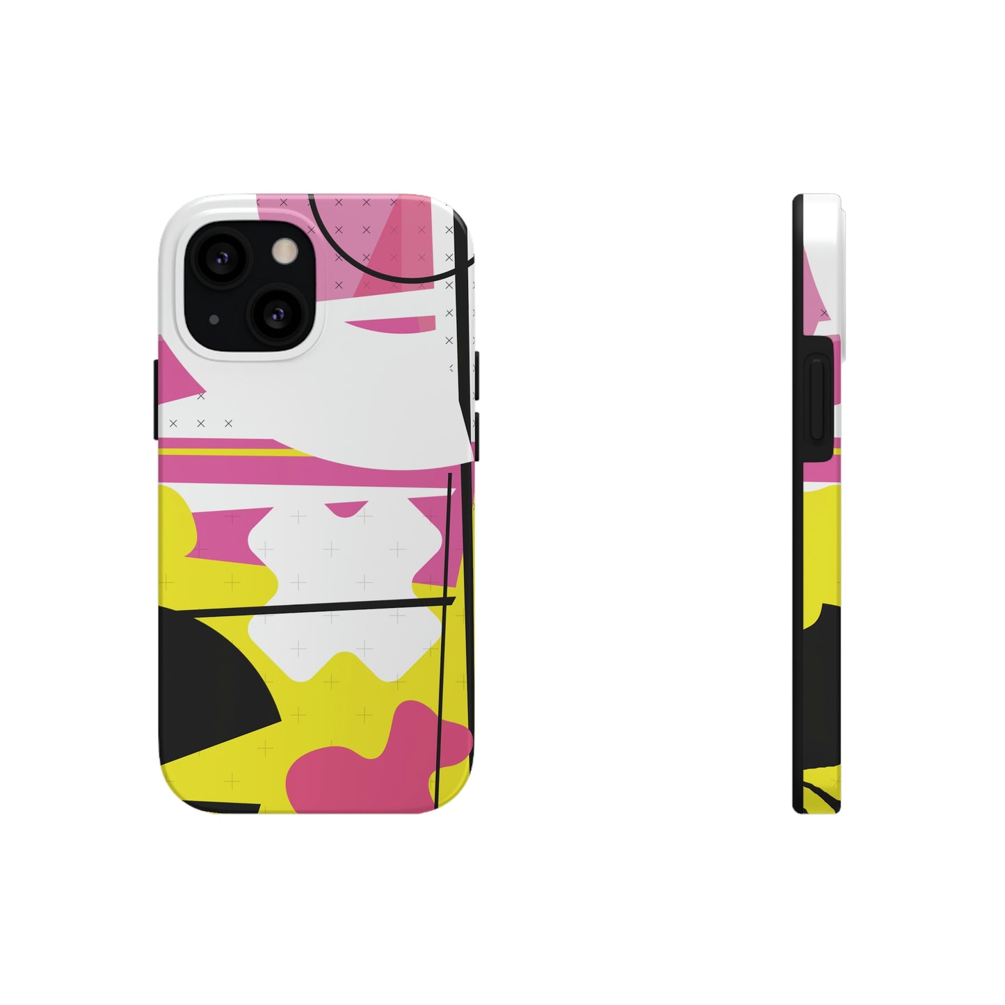 Tough Phone Cases, Case-Mate -80s Retro Abstract Graphic Art - Pink Yellow Black -