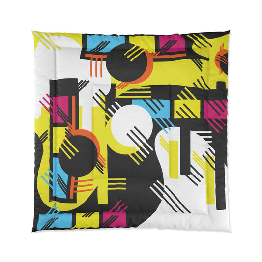 Comforter 1980 Retro Abstract Graphic Art - Primary Tines -