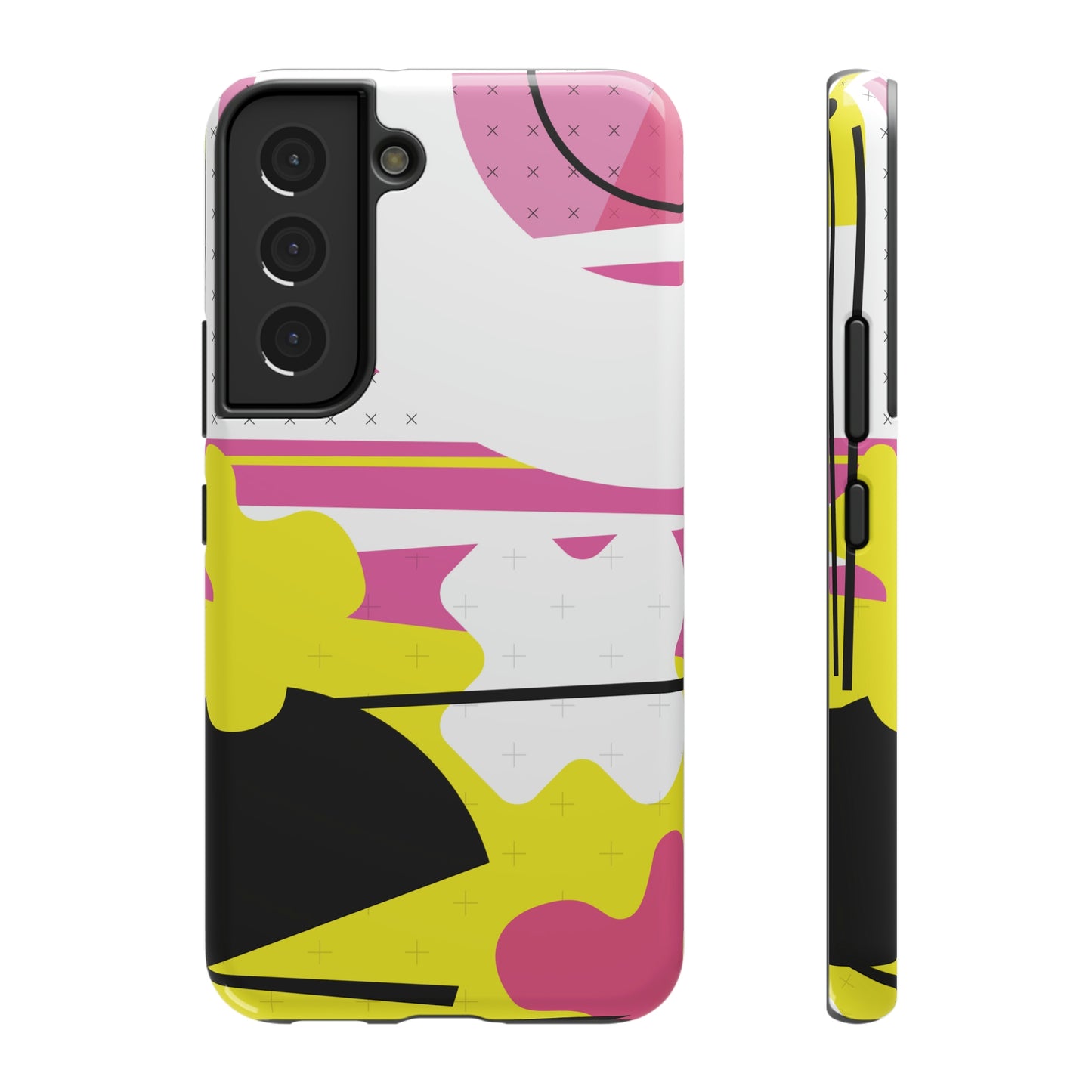 Impact-Resistant Cases - 1980s Retro Abstract Graphic Art - Pink Yellow Black -