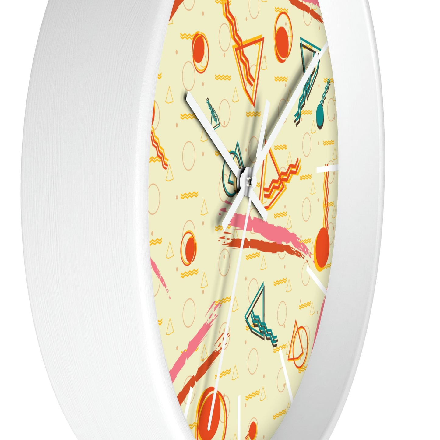 1980s Retro Abstract - Brush Stroke Geometry - Wall Clock