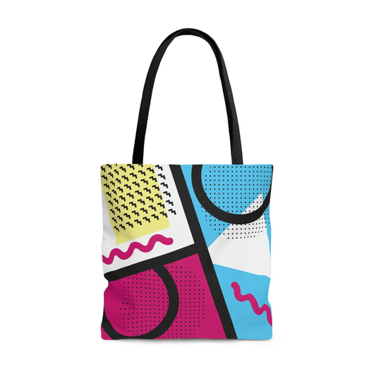 1980s Retro Abstract Graphic Art - Tick Tack Triangle - Tote Bag