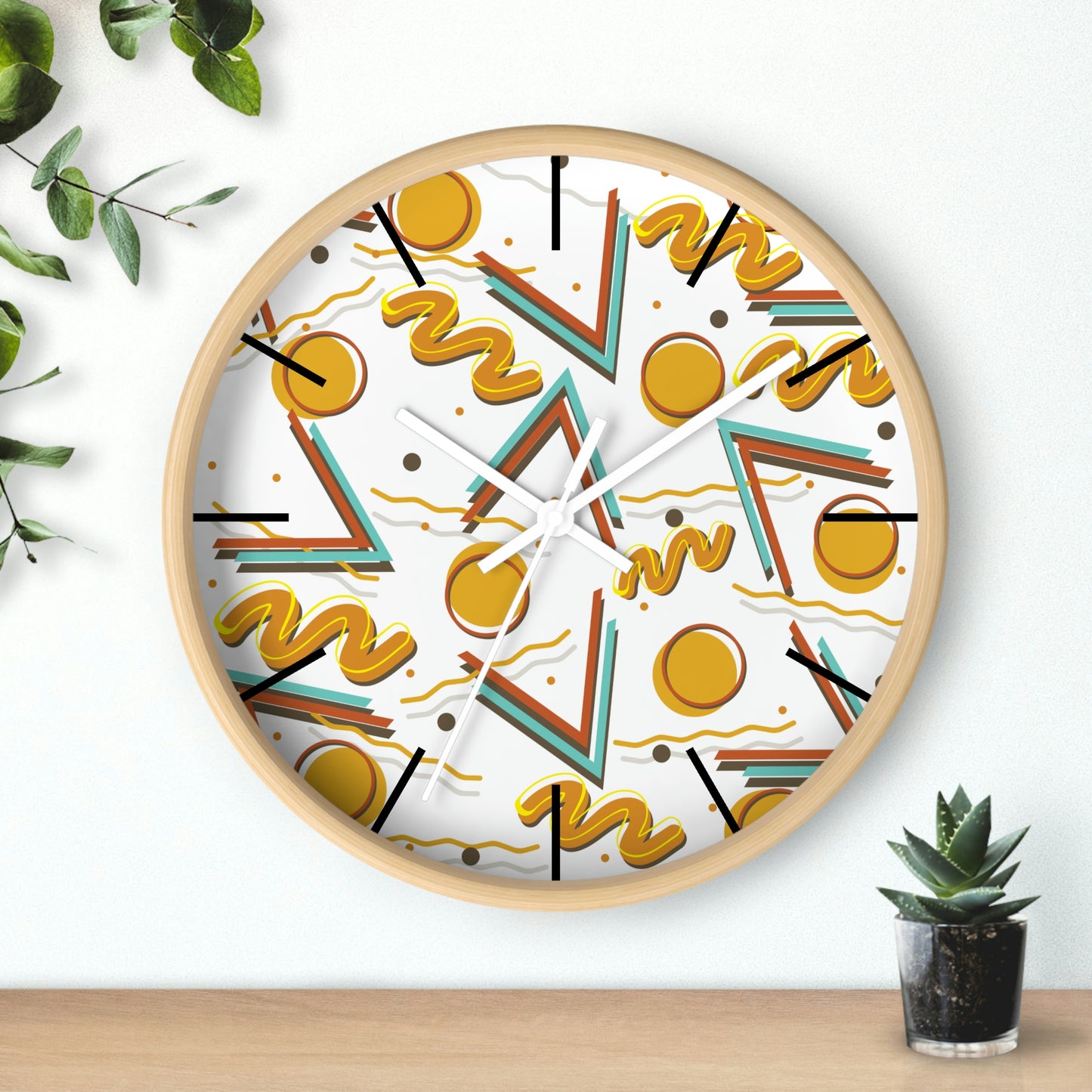 1980s Retro Abstract - Burger and Fries - Wall Clock