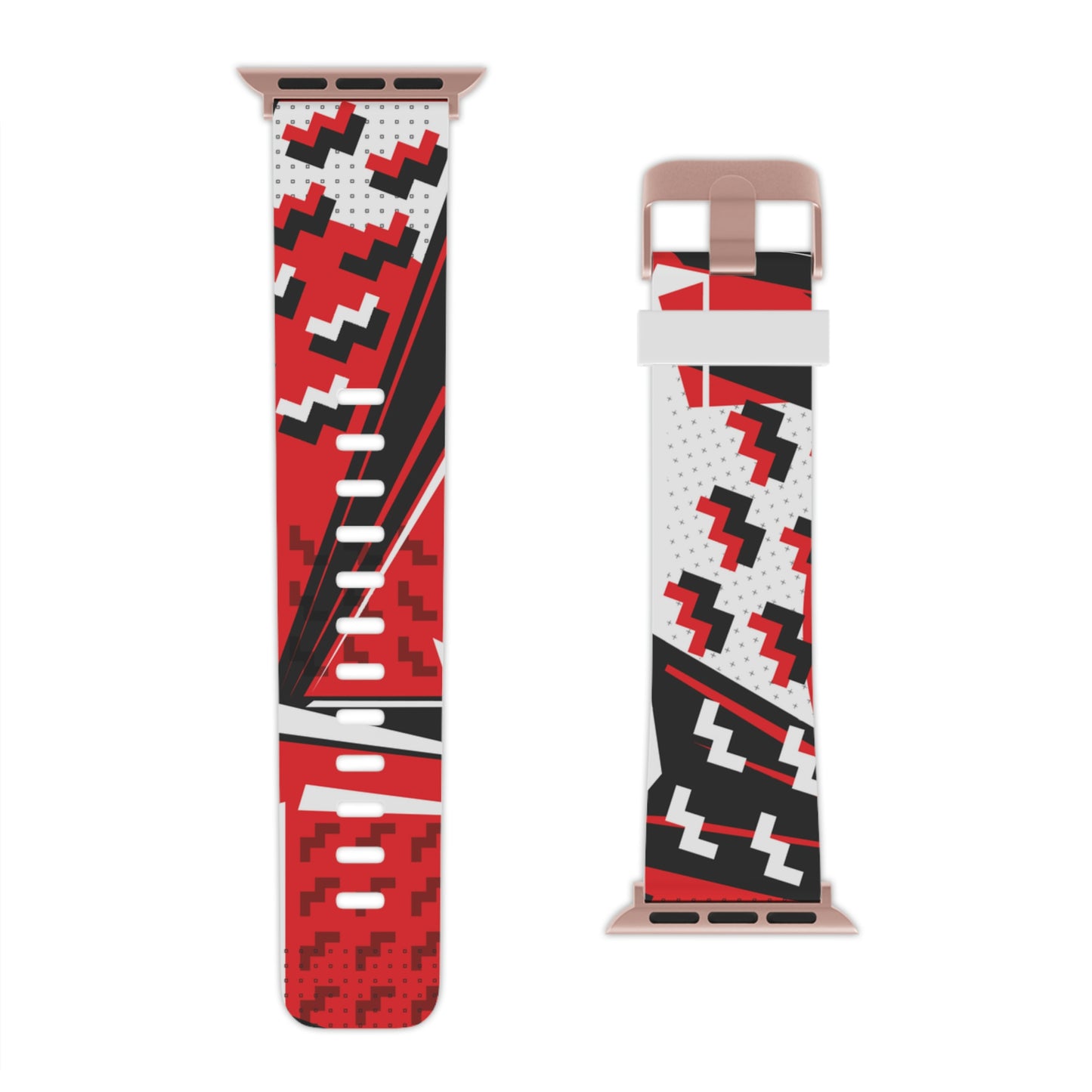 Red Black and White Geometric Watch Band for Apple Watch