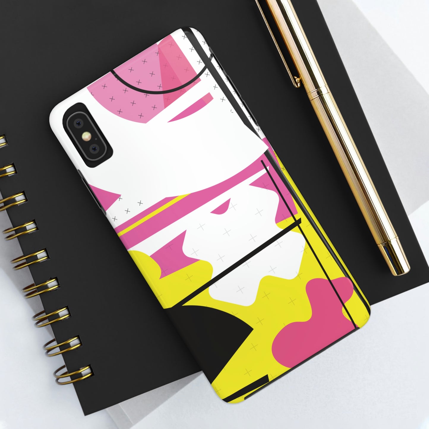 Tough Phone Cases, Case-Mate -80s Retro Abstract Graphic Art - Pink Yellow Black -