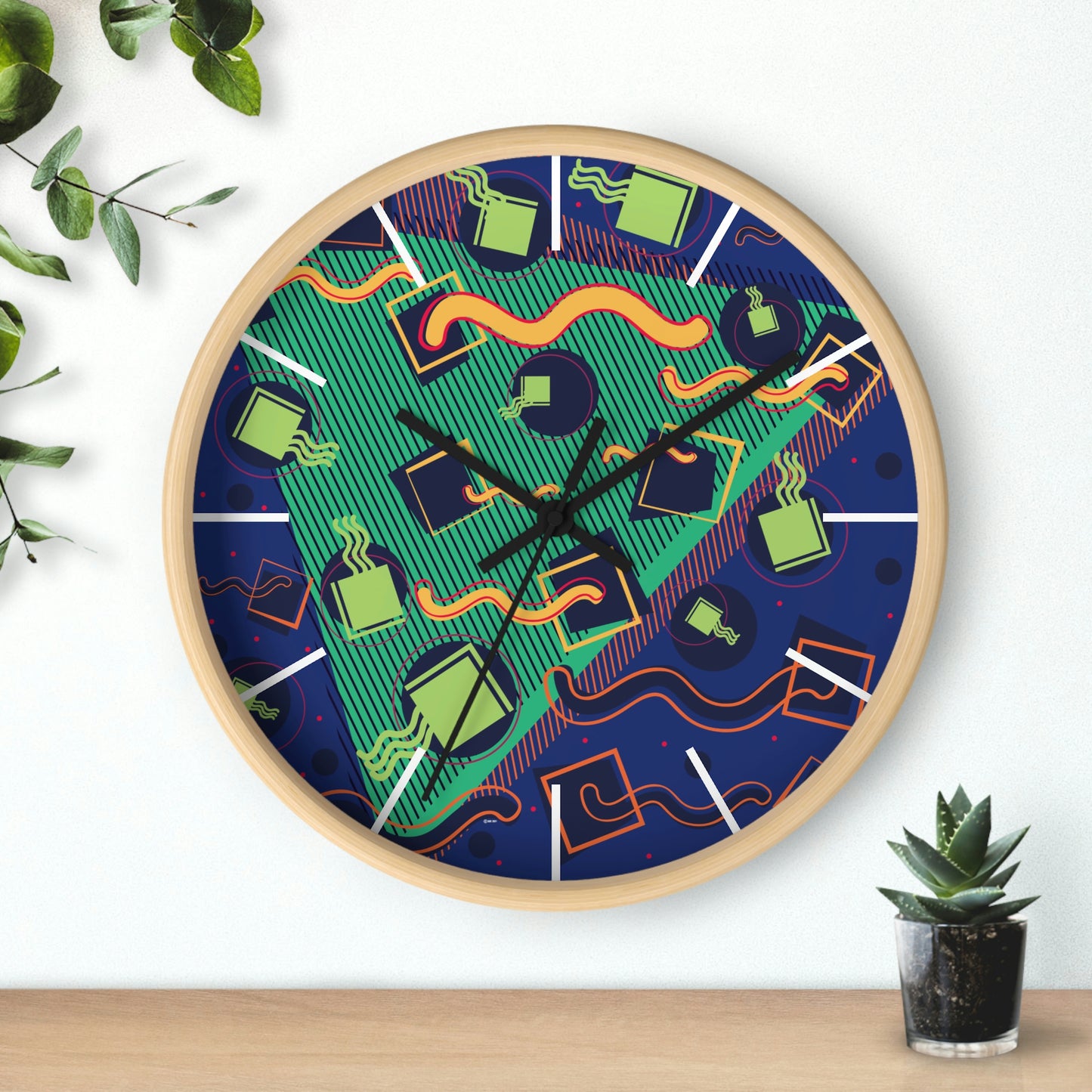 1980s Retro Abstract Design Bermuda Fish and Bait Wall Clock