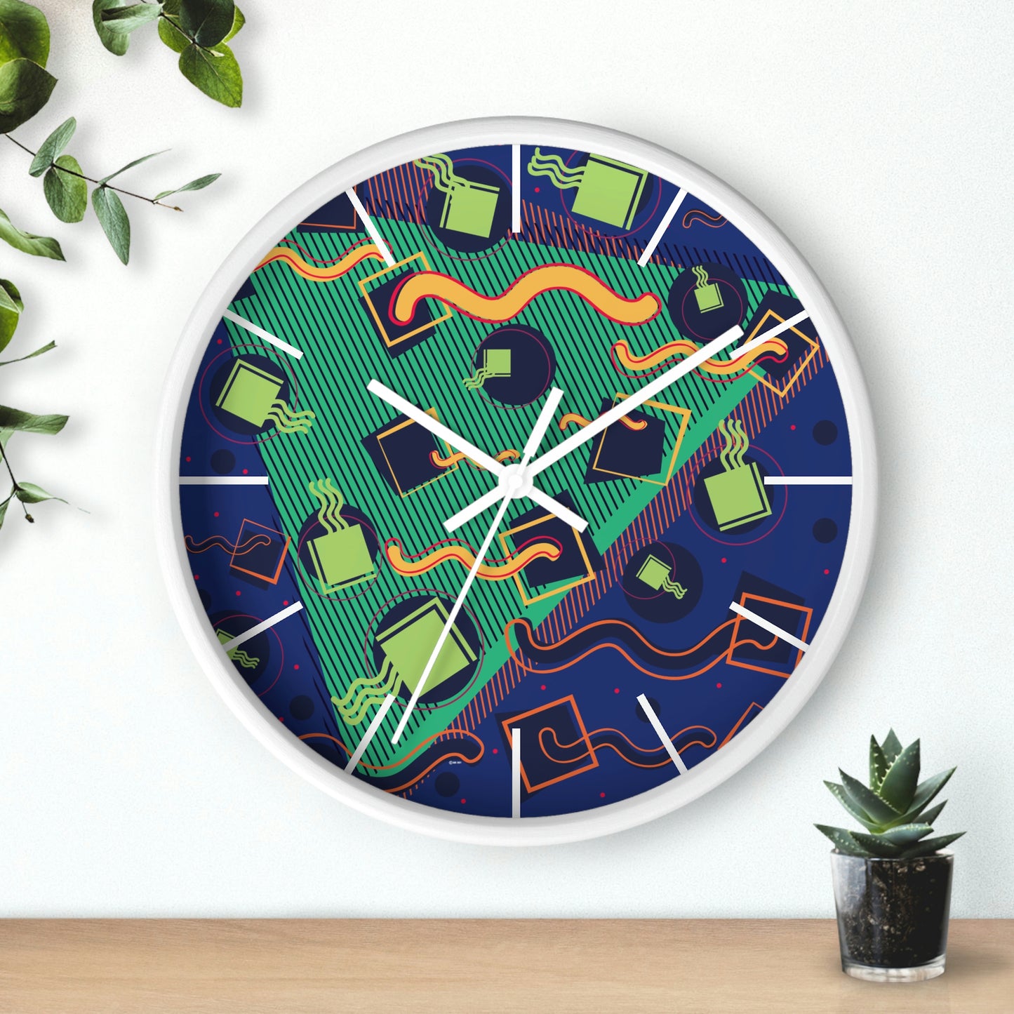 1980s Retro Abstract Design Bermuda Fish and Bait Wall Clock