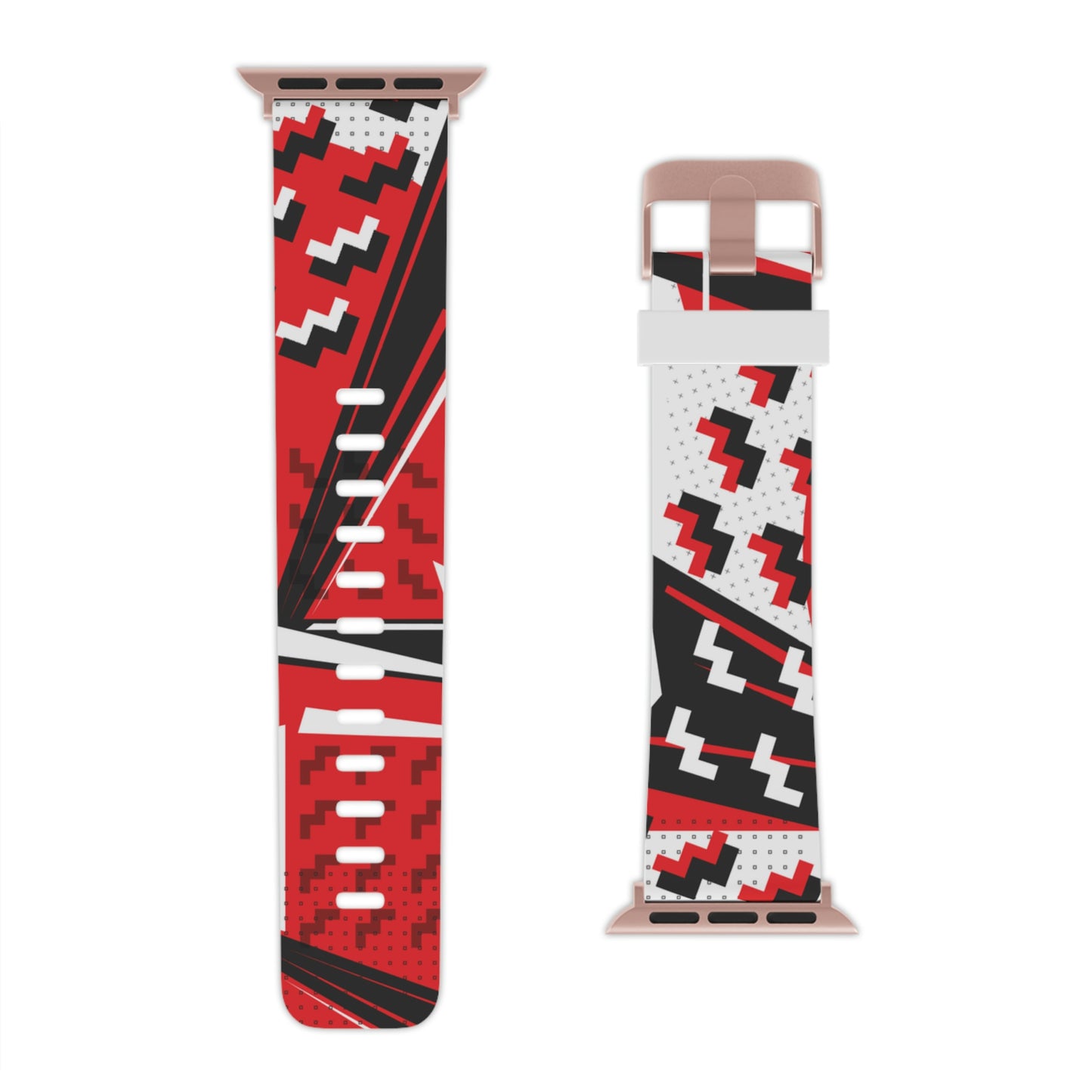 Red Black and White Geometric Watch Band for Apple Watch