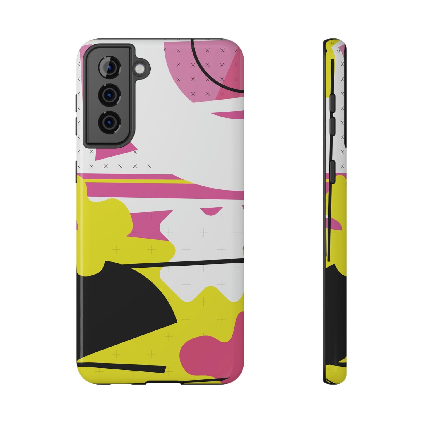 Impact-Resistant Cases - 1980s Retro Abstract Graphic Art - Pink Yellow Black -