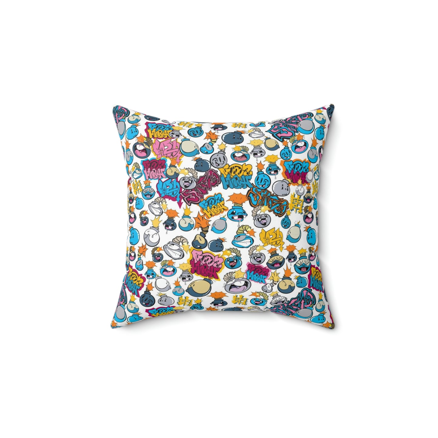 Spun Polyester Square Pillow  - Graffiti Cartoon Characters Design
