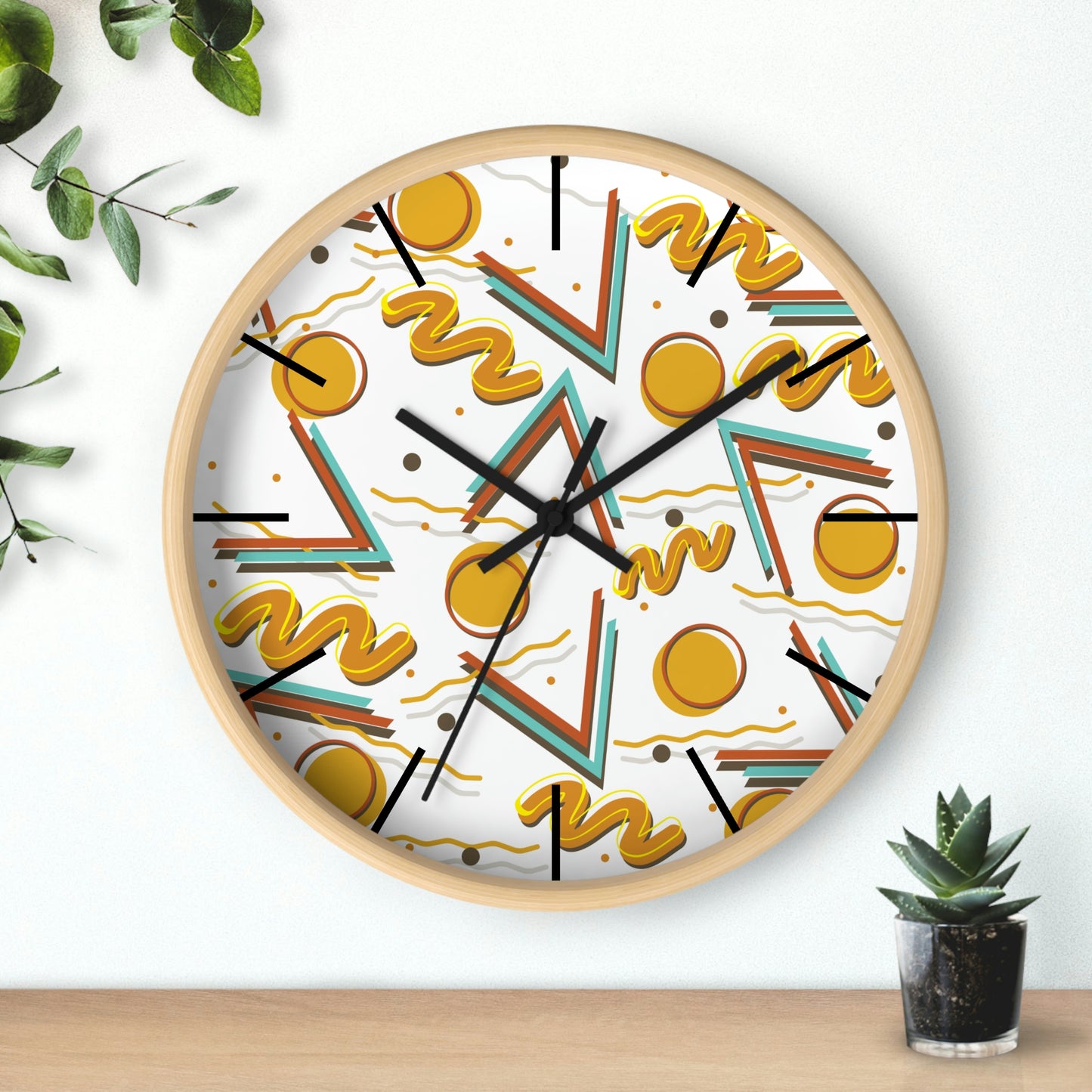 1980s Retro Abstract - Burger and Fries - Wall Clock