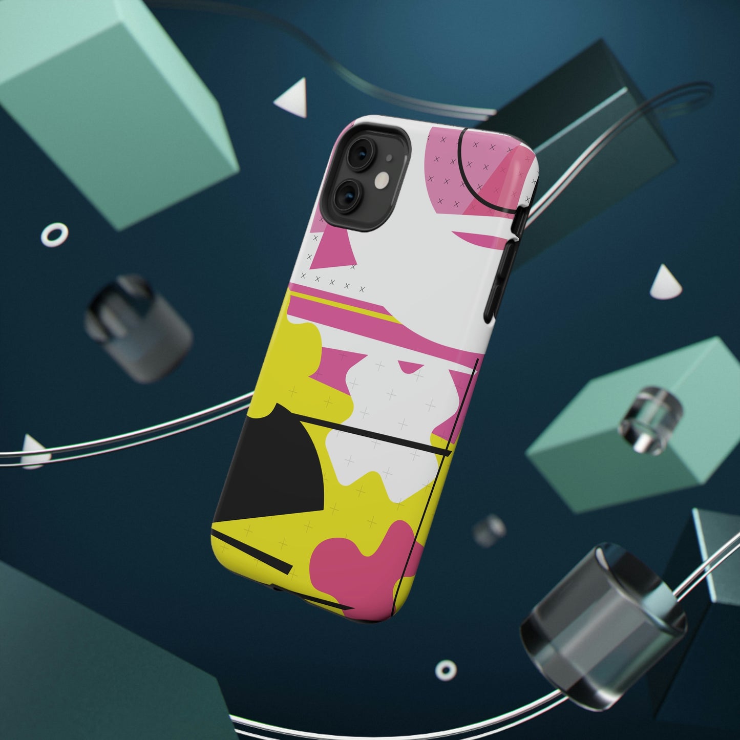 Impact-Resistant Cases - 1980s Retro Abstract Graphic Art - Pink Yellow Black -