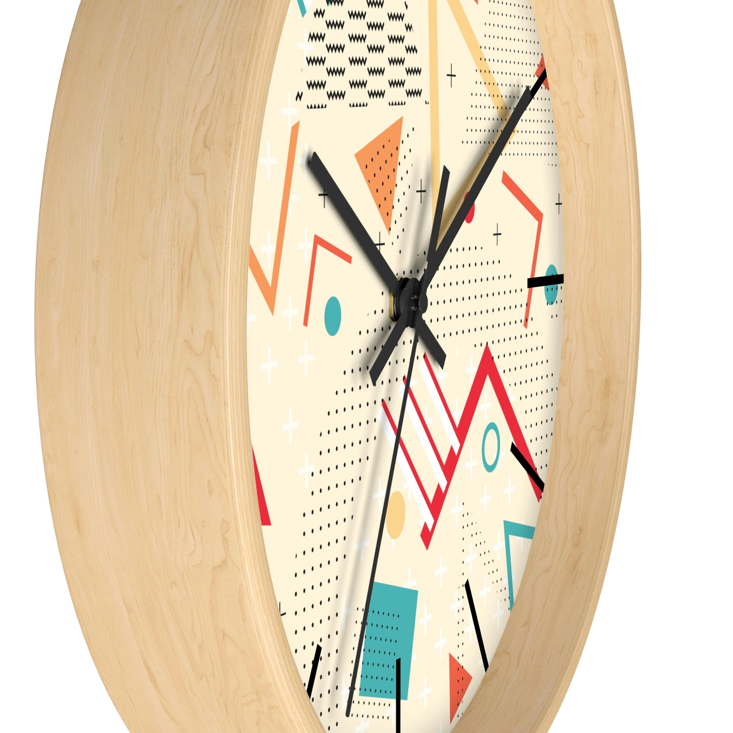 1980s Retro Abstract Design - Triangles and Squares - Wall Clock