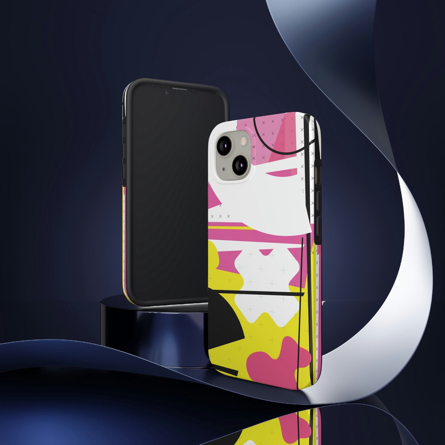 Tough Phone Cases, Case-Mate -80s Retro Abstract Graphic Art - Pink Yellow Black -