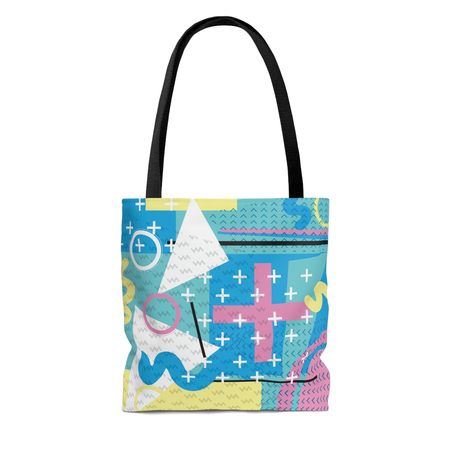 1980s Retro Abstract Graphic Art - Pink Plus Teal -  Tote Bag