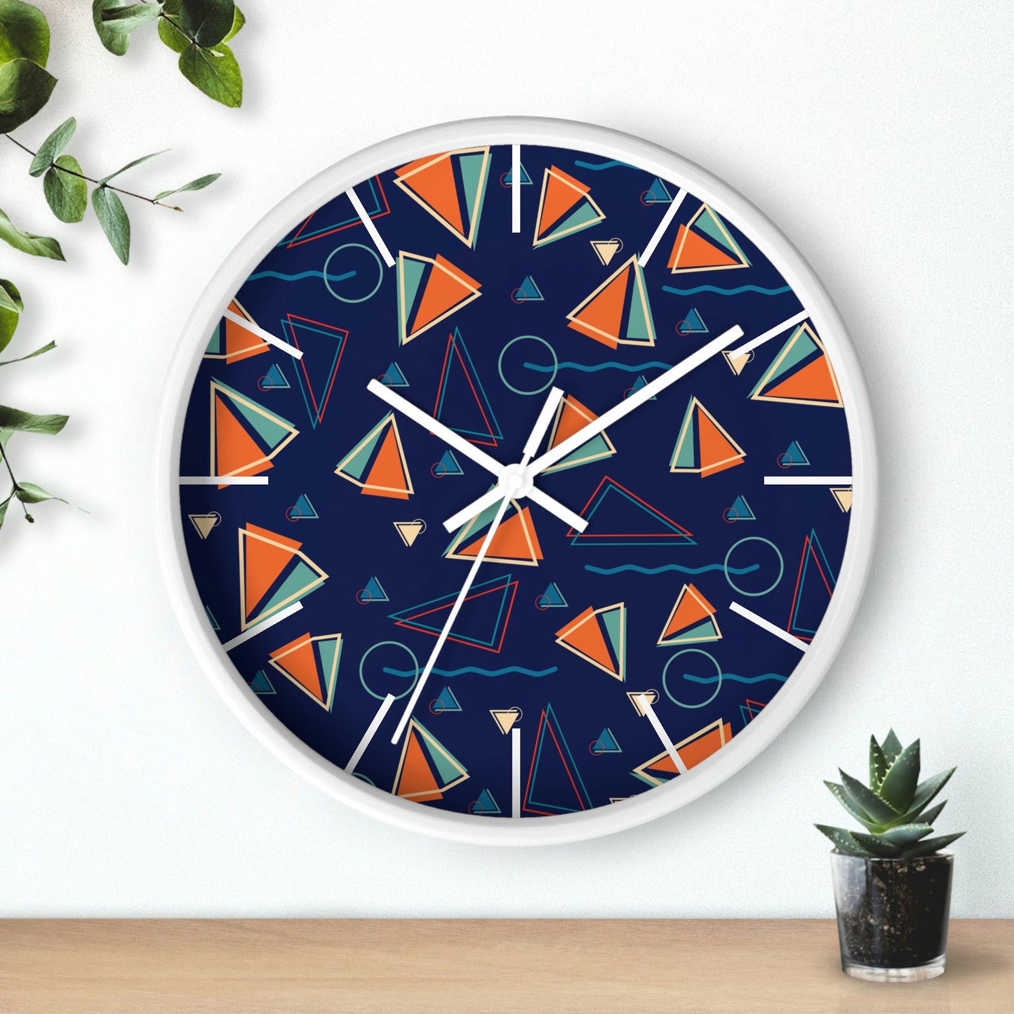 1980s Retro Abstract - Sails and Sunsets - Wall Clock