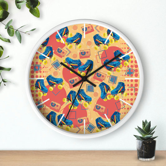 1980s Retro Abstract - Roller Skating Party - Wall Clock