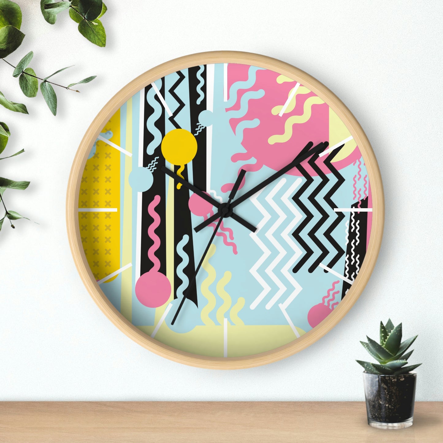 1980s Retro Abstract Design - Pastels - Wall Clock