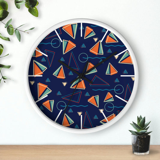 1980s Retro Abstract - Sails and Sunsets - Wall Clock