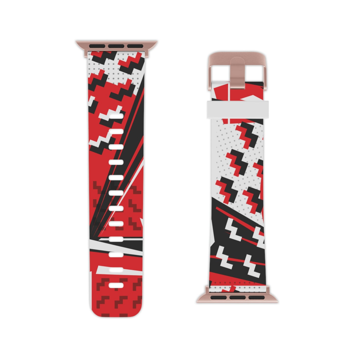 Red Black and White Geometric Watch Band for Apple Watch