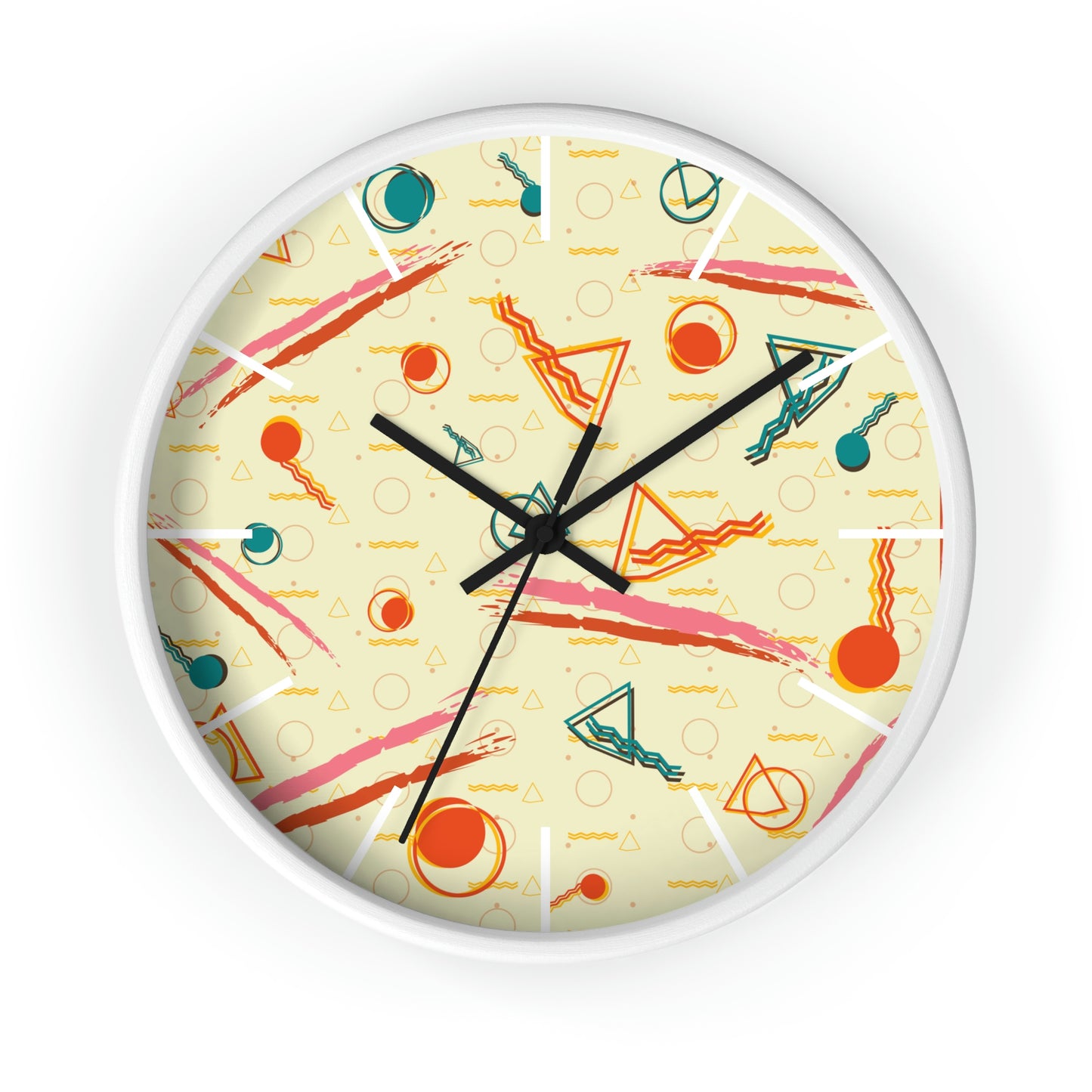 1980s Retro Abstract - Brush Stroke Geometry - Wall Clock