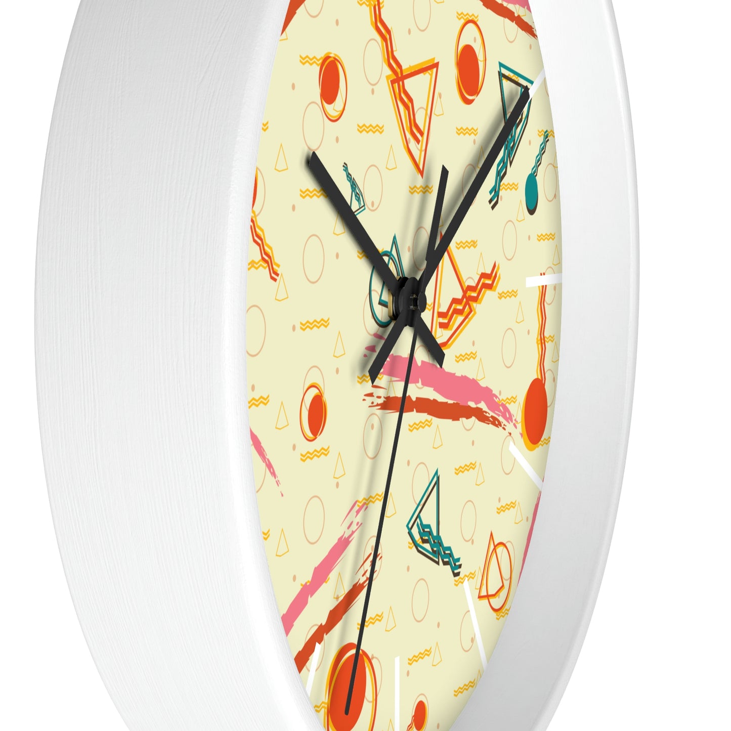 1980s Retro Abstract - Brush Stroke Geometry - Wall Clock