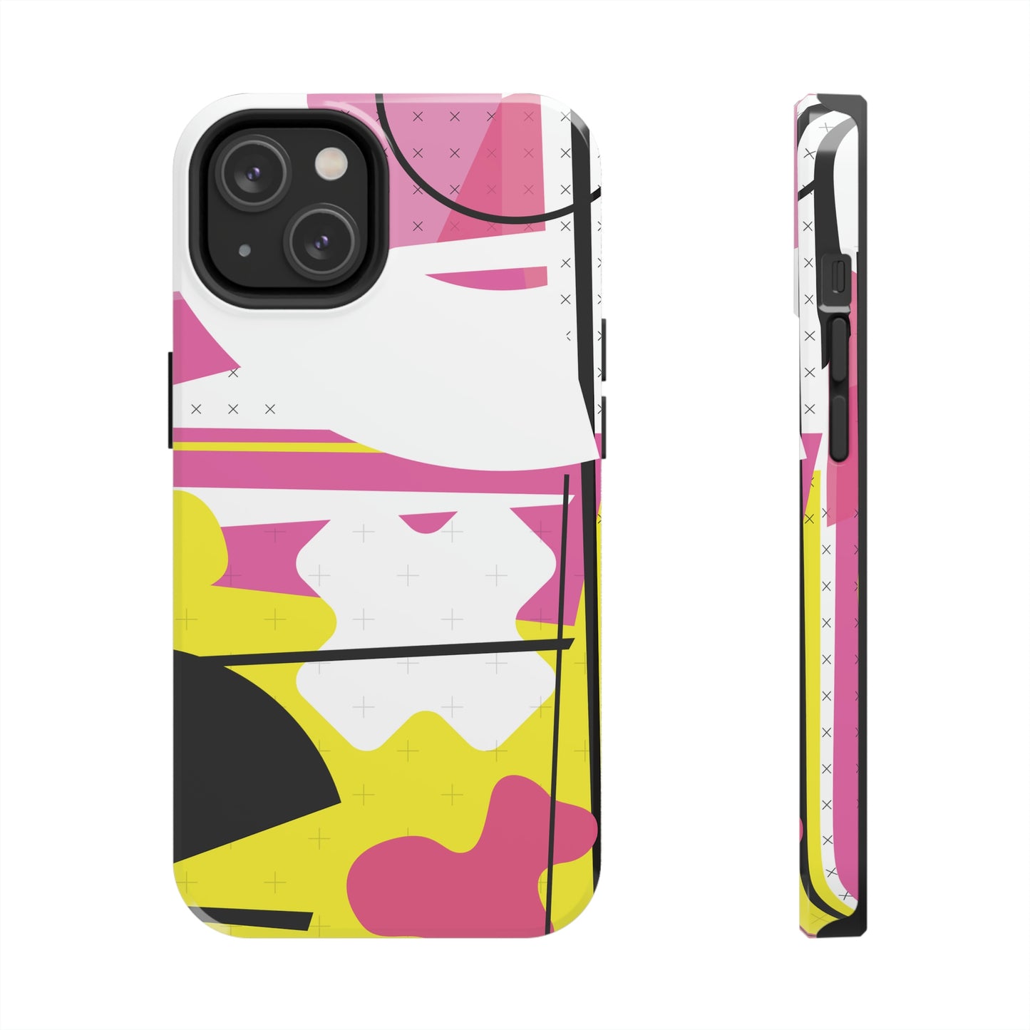 Tough Phone Cases, Case-Mate -80s Retro Abstract Graphic Art - Pink Yellow Black -