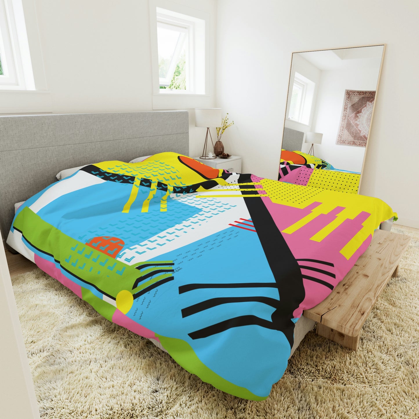 1980s Retro Graphic Art Abstract  - Eggs and Tines - Duvet Cover