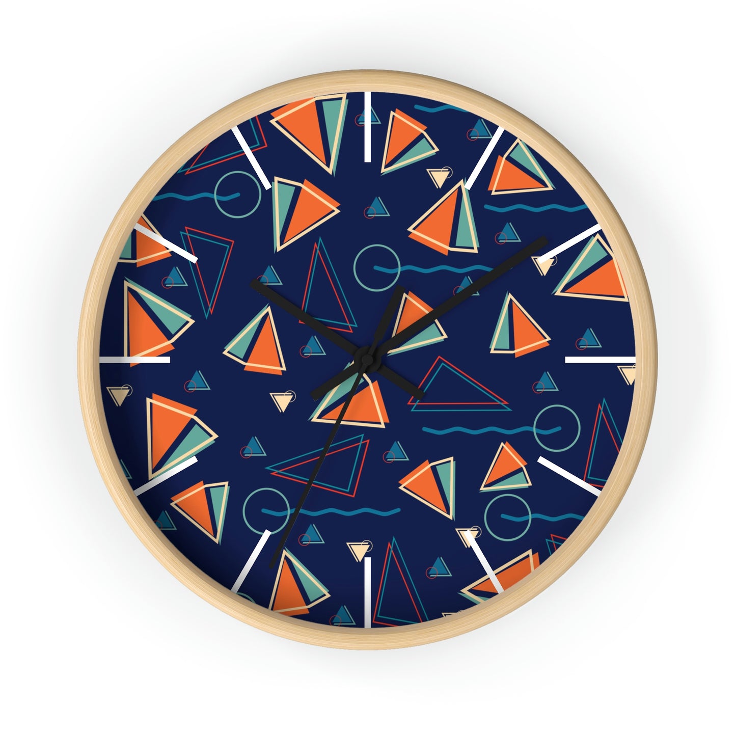 1980s Retro Abstract - Sails and Sunsets - Wall Clock