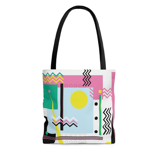 1980s Retro Abstract Graphic Art - Sunset Over Zig Zag - Tote Bag