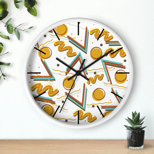 1980s Retro Abstract - Burger and Fries - Wall Clock