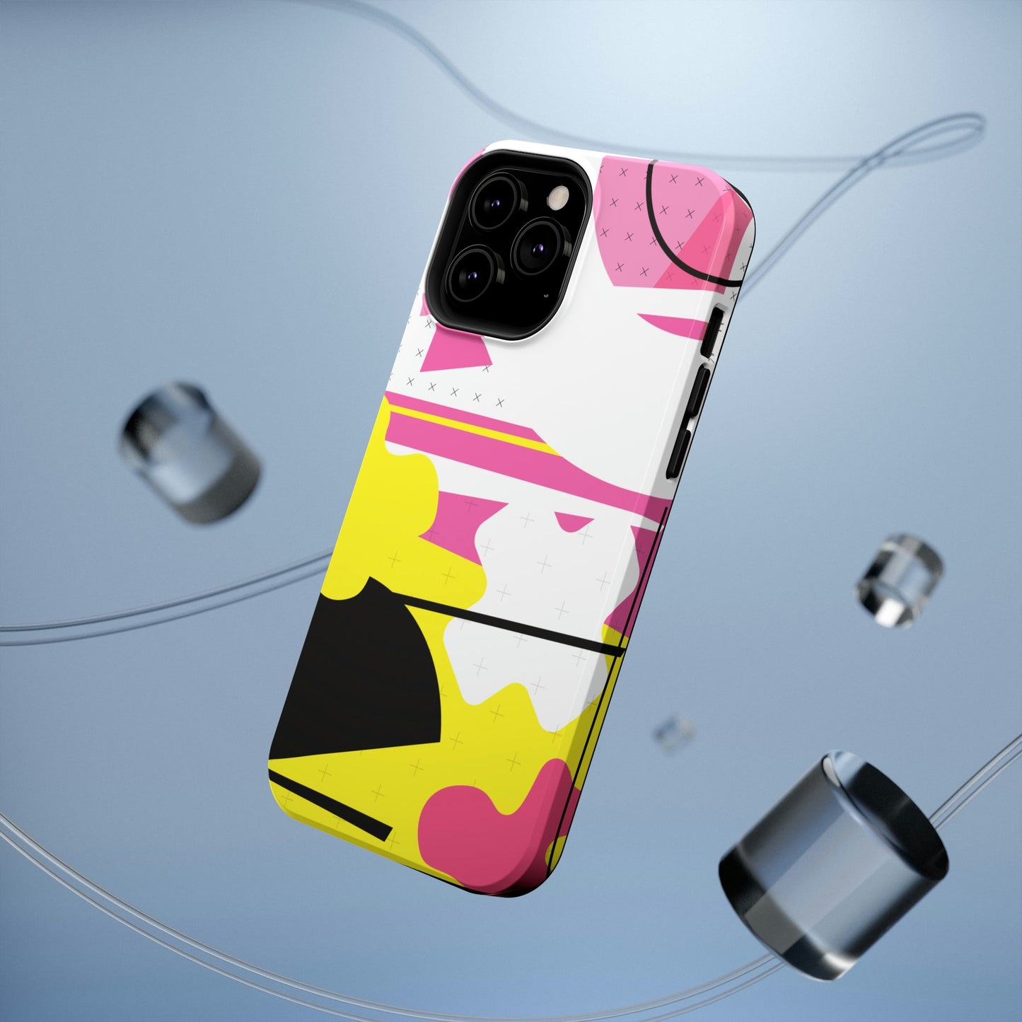 Impact-Resistant Cases - 1980s Retro Abstract Graphic Art - Pink Yellow Black -
