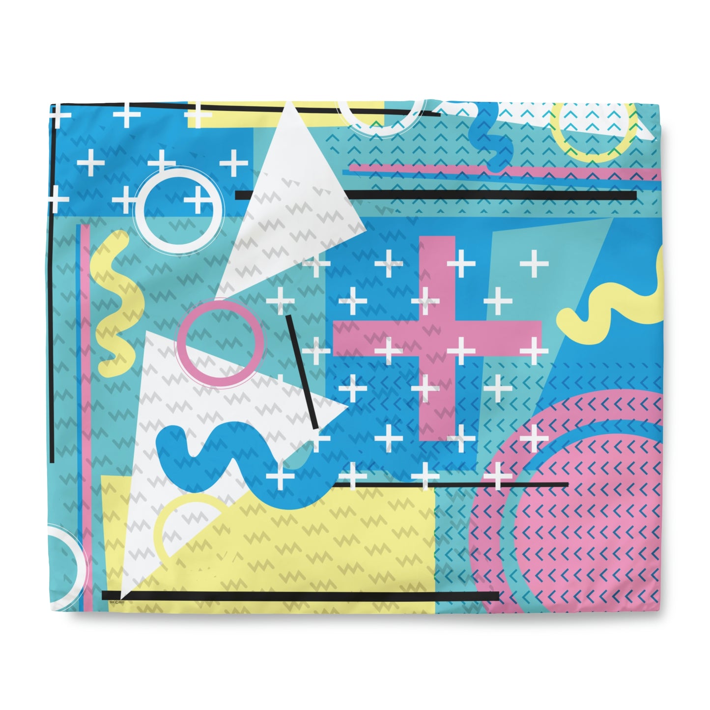 Retro Graphic Art Abstract  - Pink Plus Teal - Duvet Cover