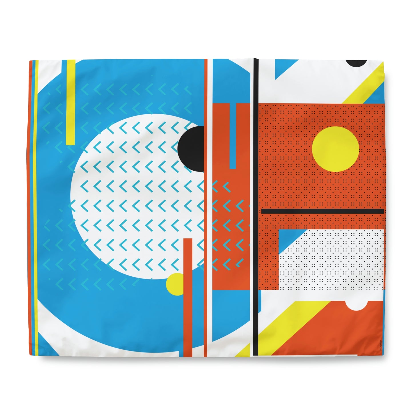 1980s Retro Graphic Art Abstract - Square Peg Round Hole - Duvet Cover