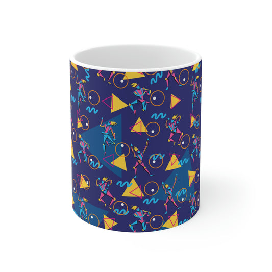 Ceramic Mug 11oz - 1980 Retro Graphic Abstract Design - 80s Dancers