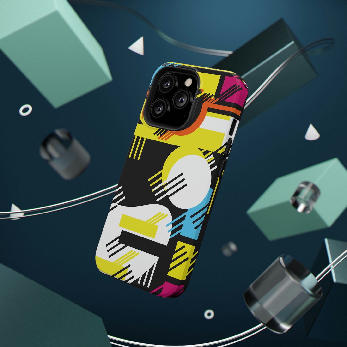 Impact-Resistant Cases - 1980s Retro Abstract Graphic Art - Primary Tines -