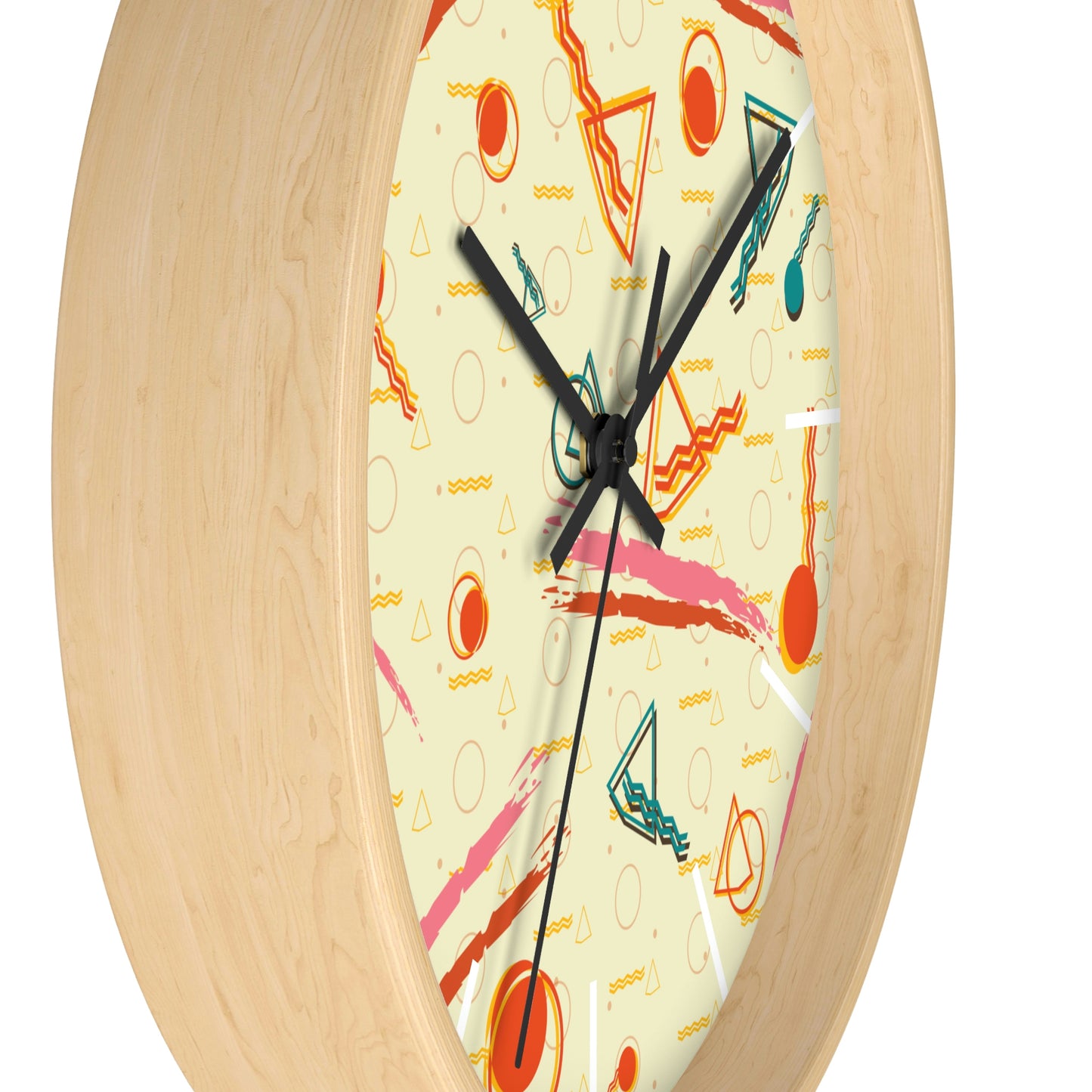 1980s Retro Abstract - Brush Stroke Geometry - Wall Clock