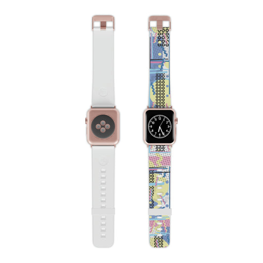 Light Blue Pink and Yellow Watch Band for Apple Watch - Geometric Design