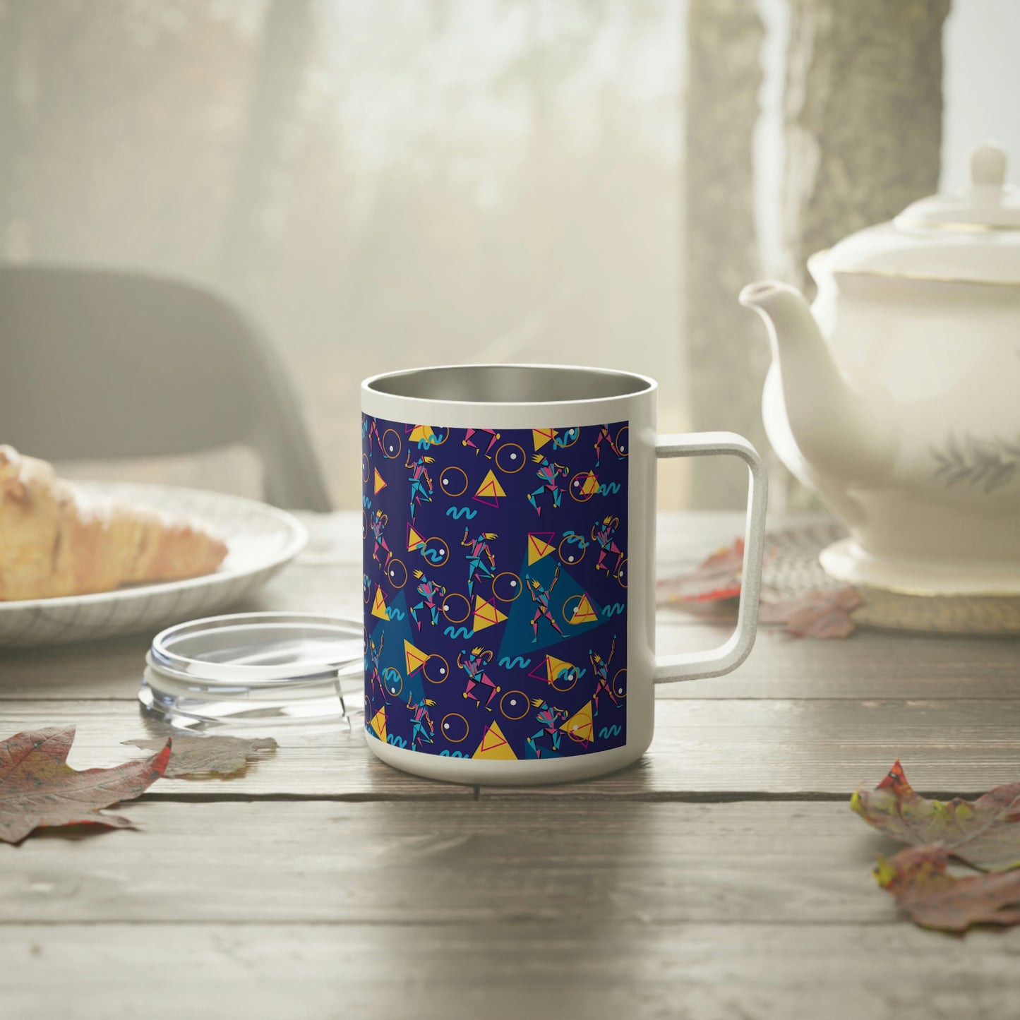 Retro Dancers and Triangles Insulated Coffee Mug - 10oz