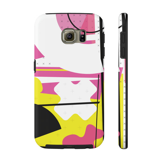 Tough Phone Cases, Case-Mate -80s Retro Abstract Graphic Art - Pink Yellow Black -