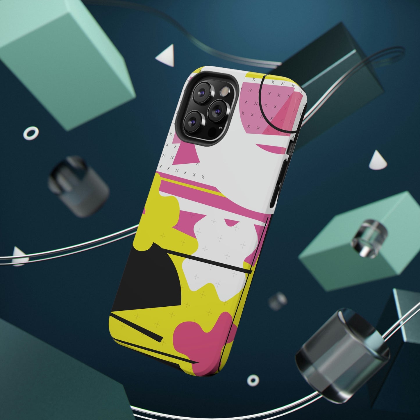 Impact-Resistant Cases - 1980s Retro Abstract Graphic Art - Pink Yellow Black -