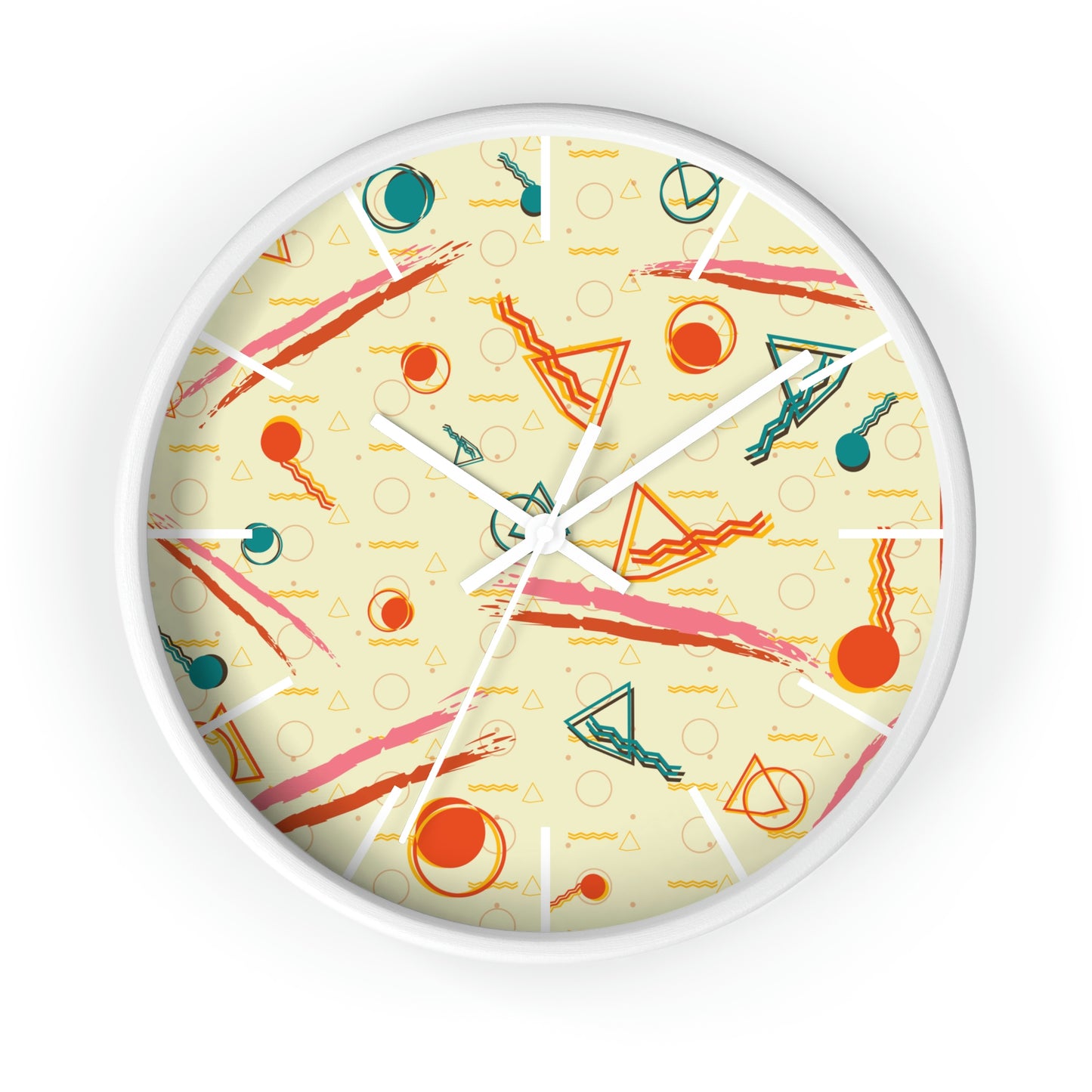 1980s Retro Abstract - Brush Stroke Geometry - Wall Clock