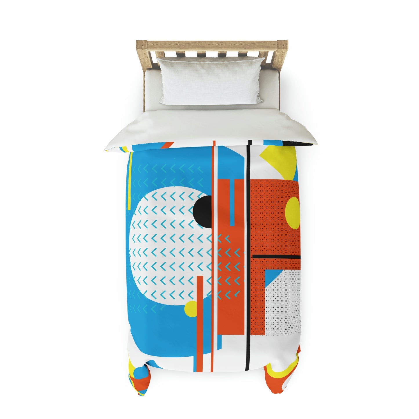 1980s Retro Graphic Art Abstract - Square Peg Round Hole - Duvet Cover