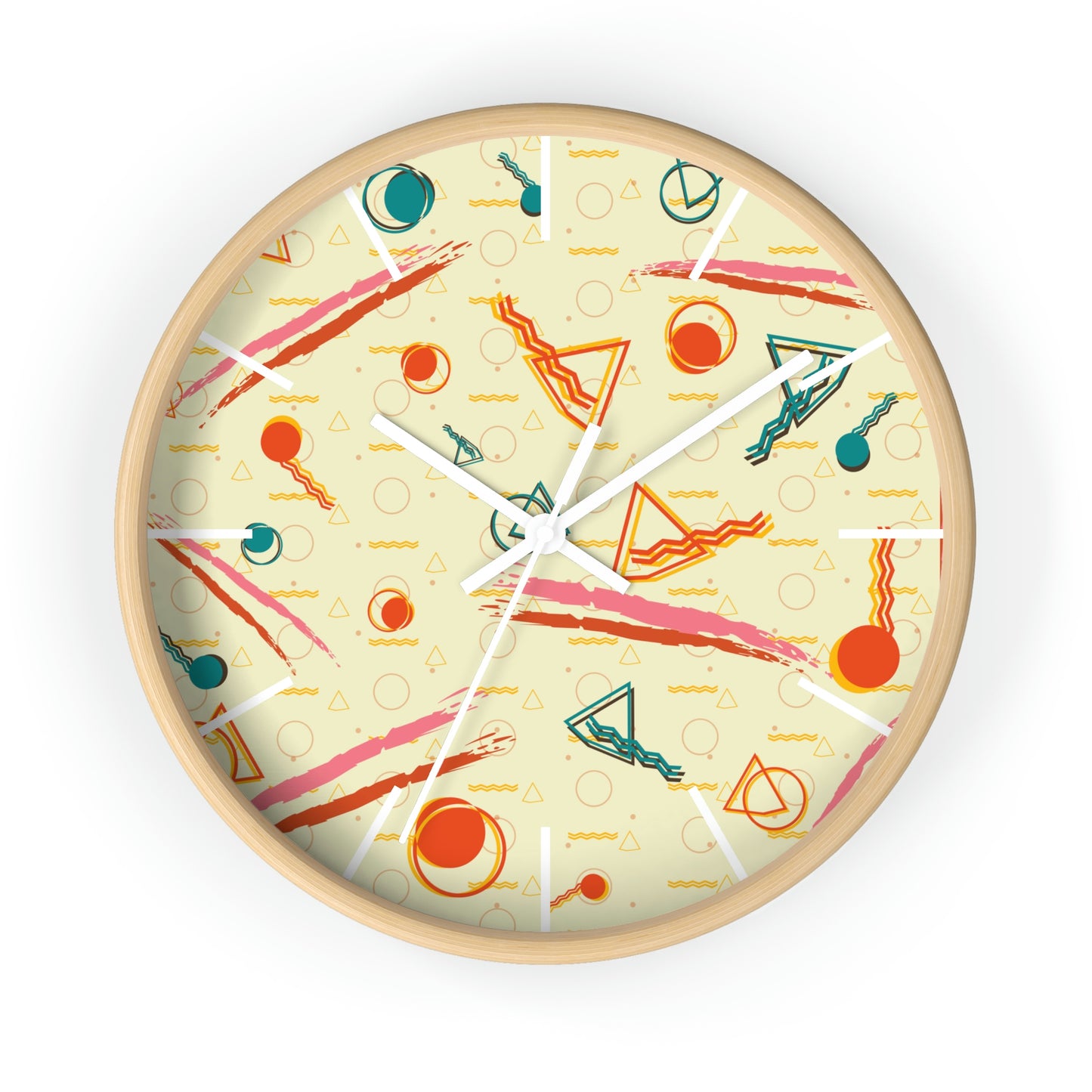 1980s Retro Abstract - Brush Stroke Geometry - Wall Clock